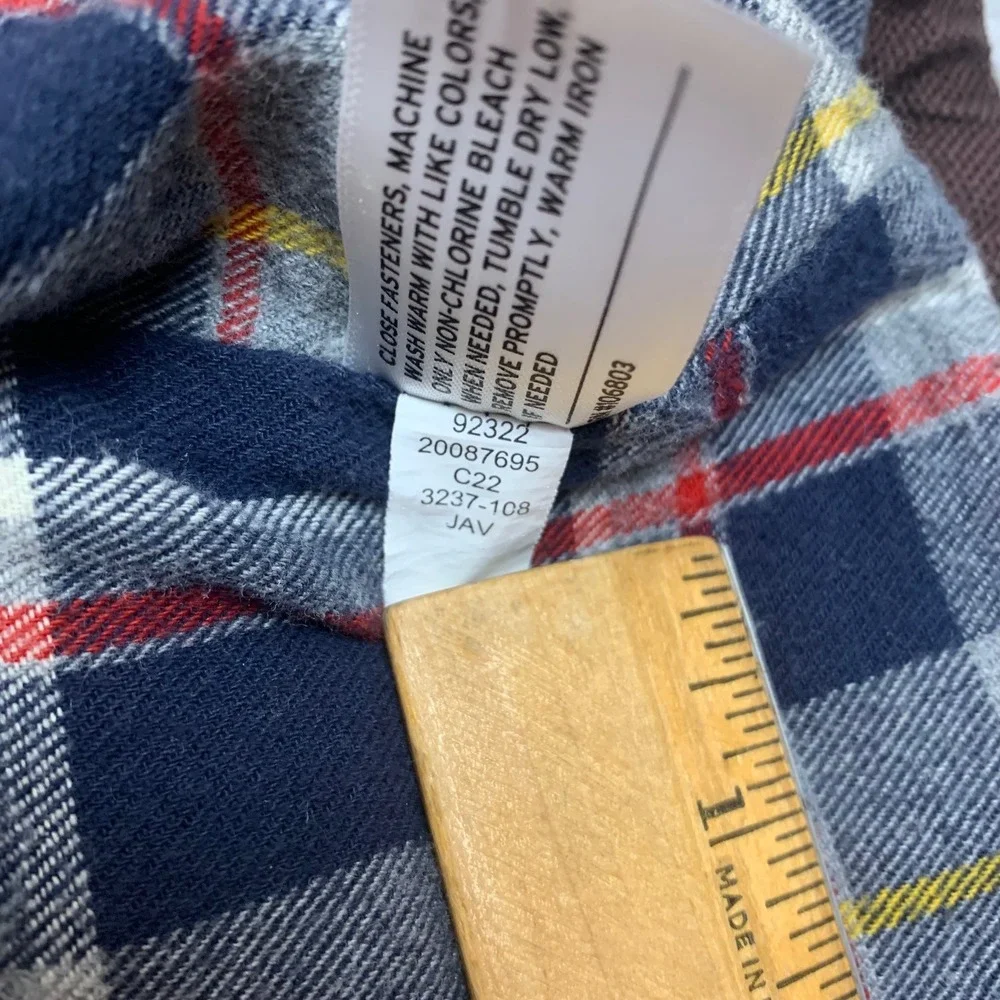 Duluth Trading Co Shirt Jacket Mens 2XL Tall Brown Cotton Canvas Plaid‎ Lined